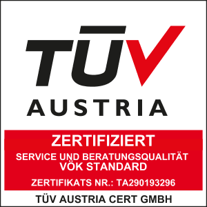 Die TÜV AUSTRIA CERT GmbH bescheinigt, dass die Service- und Beratungsqualität mit den erweiterten Kriterien der Vereinigung der Österreichischen Kessellieferanten (VÖK) die Anforderungen der TÜV AUSTRIA erfolgreich erfüllt.