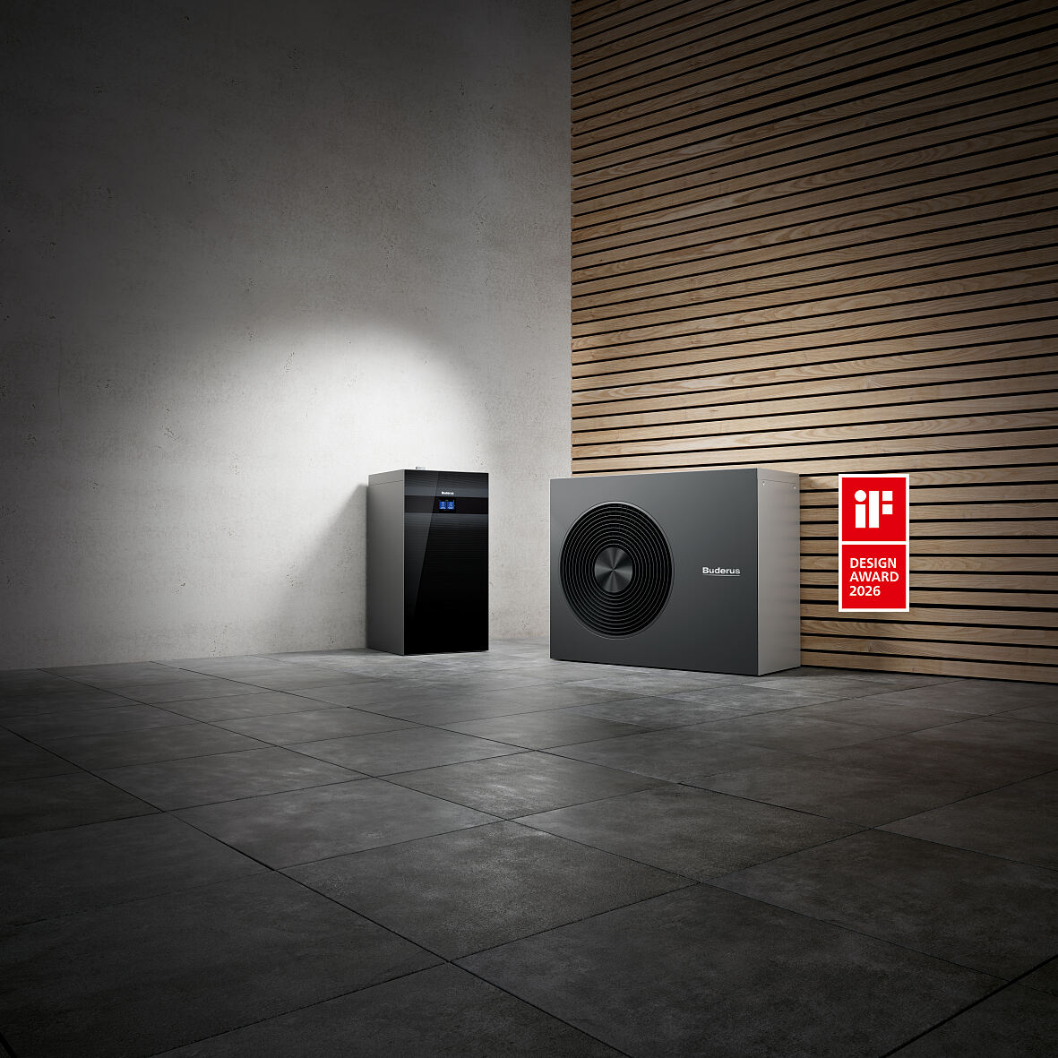 Die mit dem iF Design Award 2026 ausgezeichnete Wärmepumpen-Außeneinheit Logatherm WLW MBE+ AR in den Leistungsgrößen 11, 13 und 15 kW erweitert das Angebot der Logatherm WLW186i Serie. 