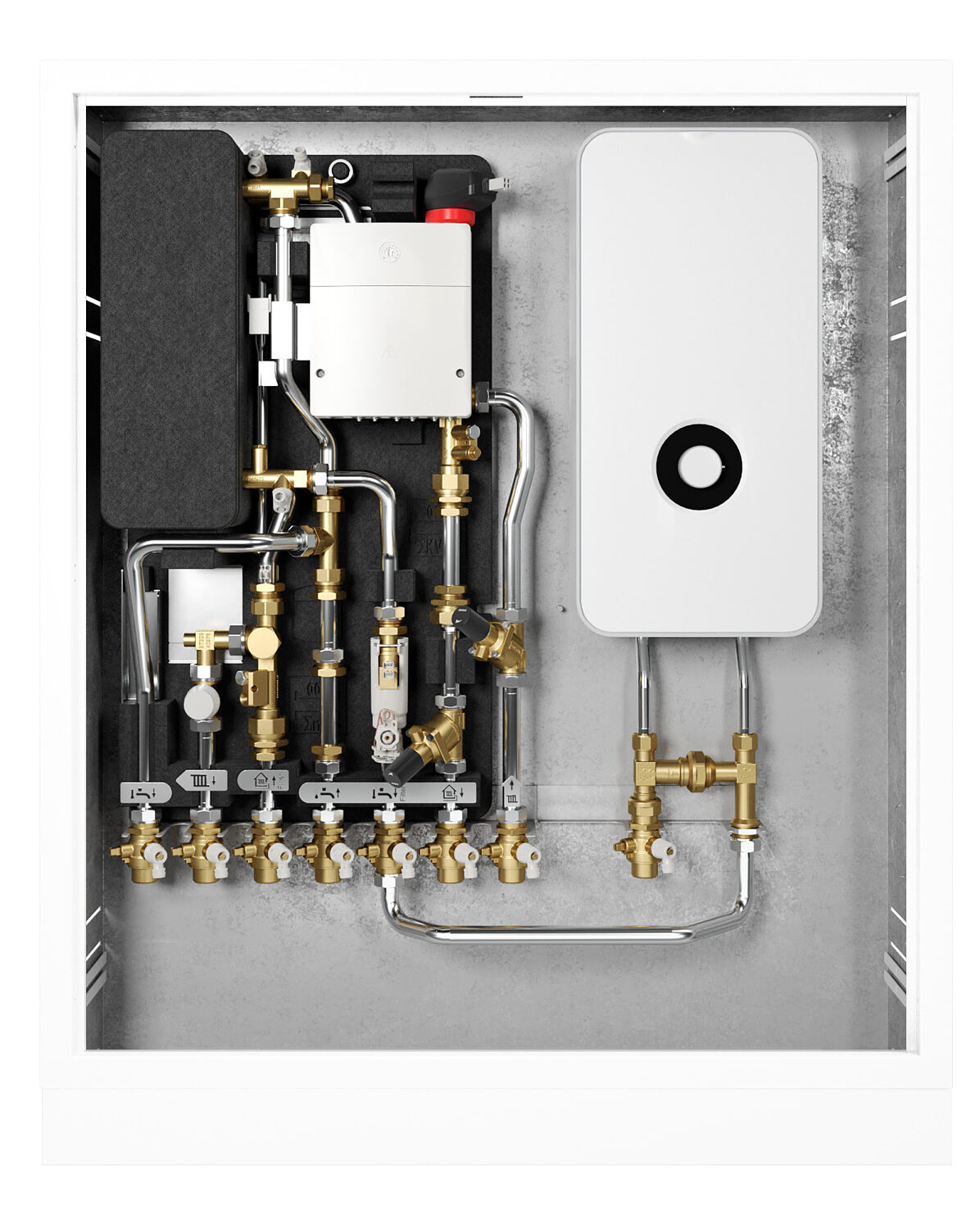 Fachhandwerker erhalten die Wohnungsstation Logamax kompakt WS160 optional auch mit einem nachgeschalteten elektrischen Durchlauferhitzer.