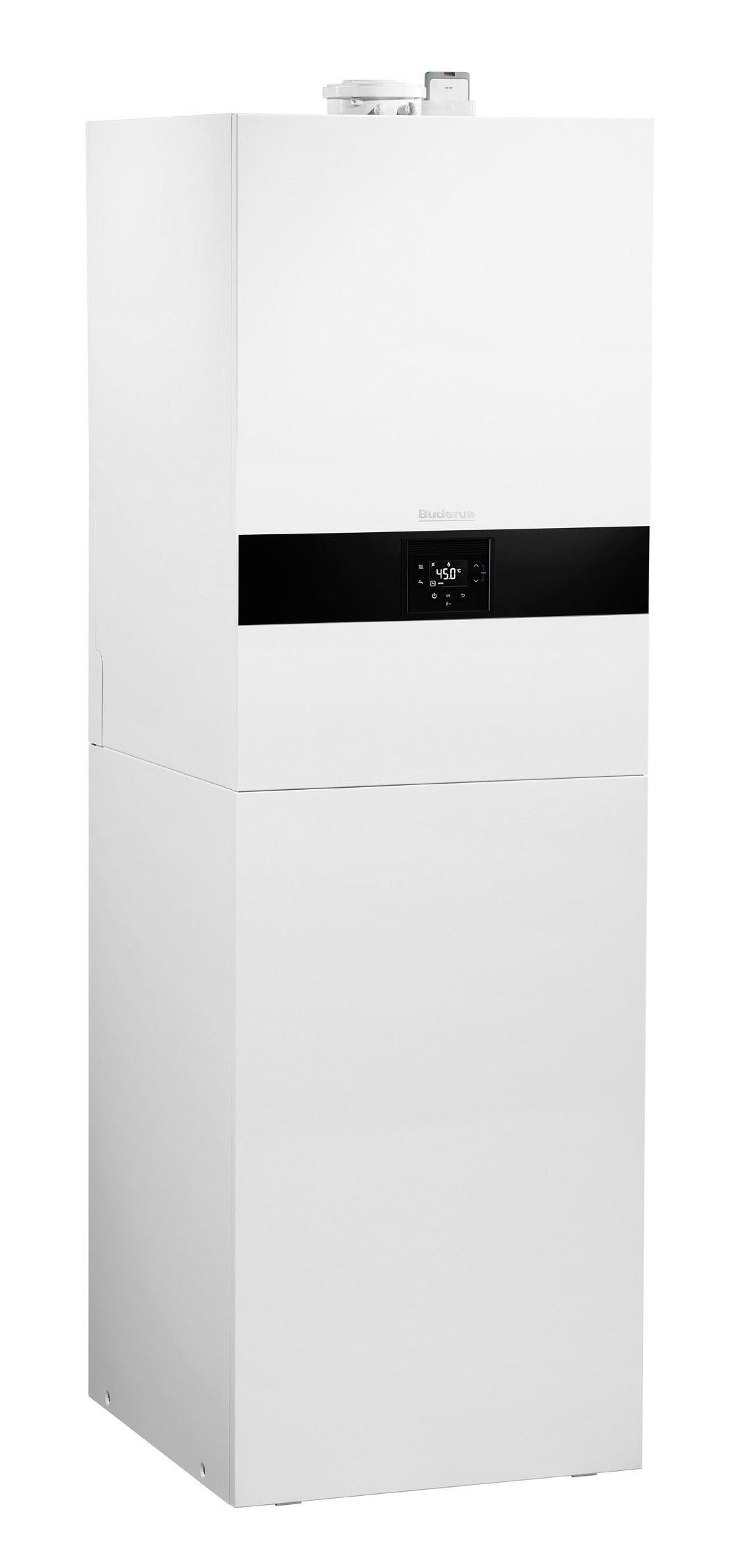 Die Buderus Gas-Brennwert-Kompaktheizzentrale Logamax plus GB172iT bietet höchsten Heiz- und Warmwasserkomfort auf kleinstem Raum