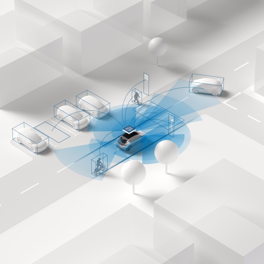 Umfeldwahrnehmung von Bosch für automatisierte Fahrfunktionen