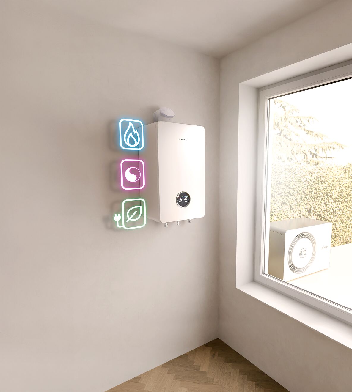 Heute Gas, morgen Hybrid, übermorgen Wärmepumpe mit einer Heizlösung, die sich den Bedürfnissen anpasst und mit den Anforderungen mitwächst. 