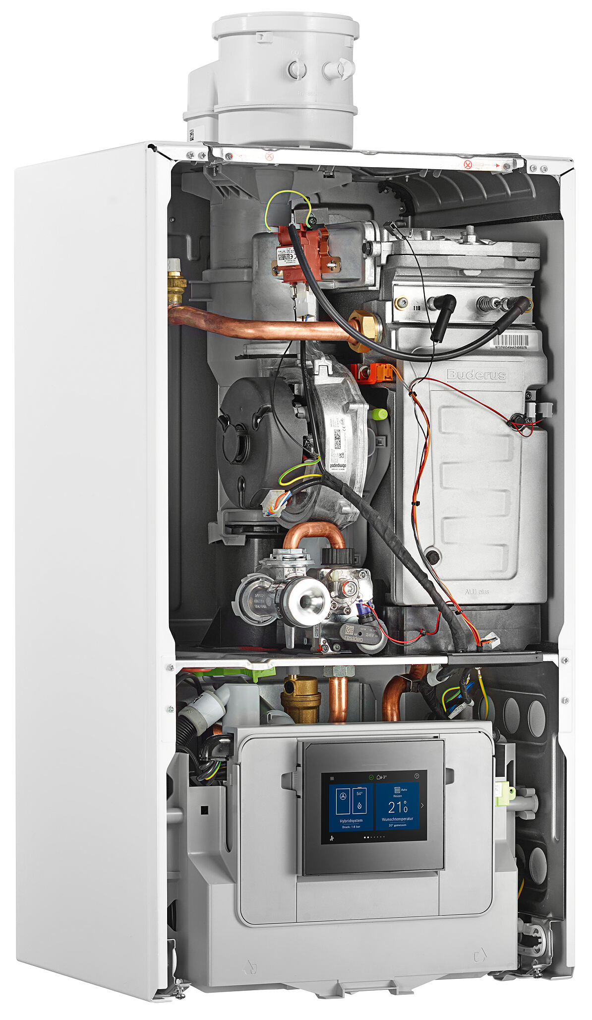 Das Logamax plus GBH172i  von Buderus ist bereits für  den Anschluss einer Wärmepumpen-Außeneinheit vorbereitet.